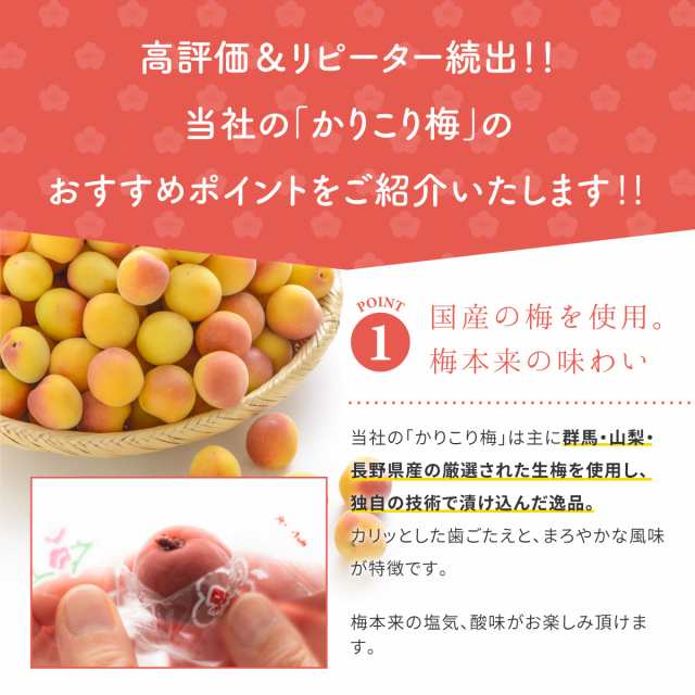 博屋 カリカリ梅 国産 かりかり梅 かりこり梅 300ｇ x 1袋 業務用 徳用 個包装 大容量 チャック袋入り 送料無料